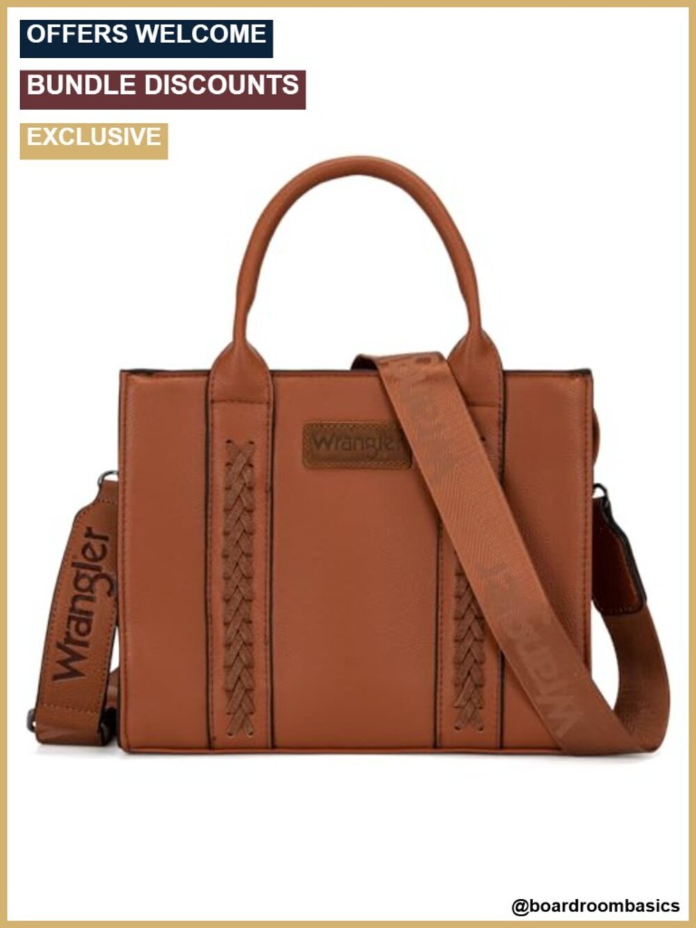 Faux Leather Whipstitch Satchel with Top Handle and Crossbody Strap
